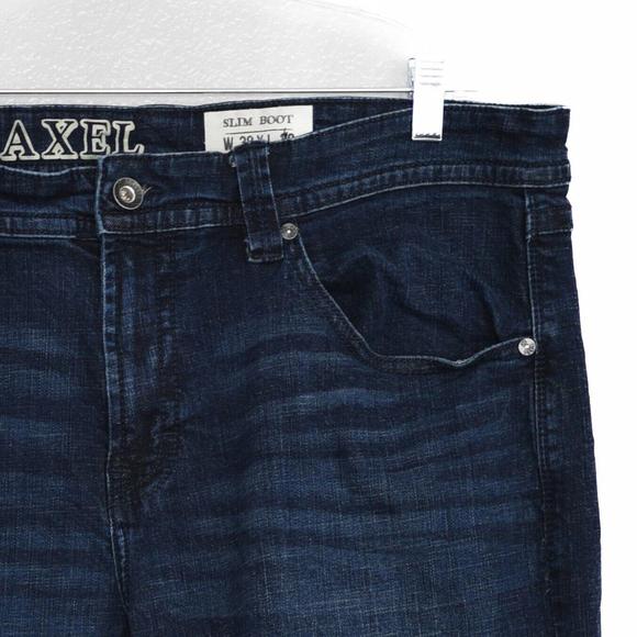 TK Axel Womens Blue Denim Slim Boot Jeans Cotton Solid Button & Zip Size 38x30 - Picture 3 of 5